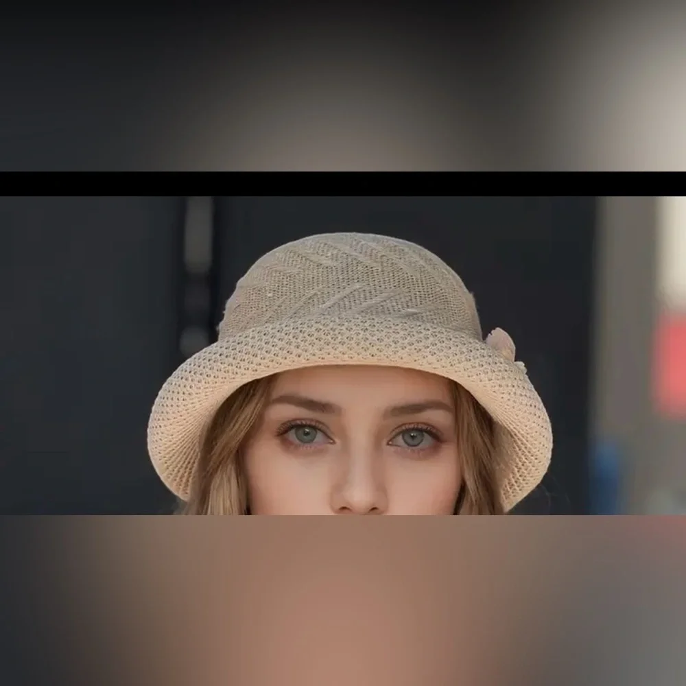 Elegant Cream Women's Hat with Floral Accent